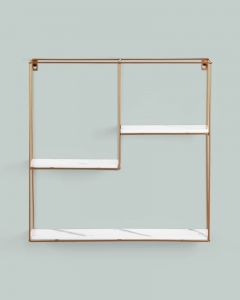 Полка Stool Group Square золотая Белый мрамор