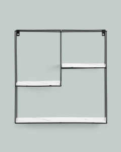 Полка Stool Group Square черная Белый мрамор