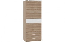 Шкаф 2 створки с ящиками Соник Импульс SN16.04 Дуб сонома/белый глянец
