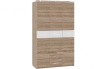 Шкаф 3 створки с ящиками Соник Импульс SN16.05 Дуб сонома/белый глянец