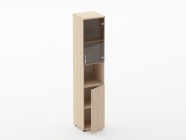 Шкаф высокий со стеклом и нишей Персона Грата Glassy 6.19.14Пр Бук светлый