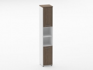 Шкаф 5 узкий закрытый с 2 -мя открытыми полками Персона Грата Deka 10.23.12Л Дуб Верцаска/Белый