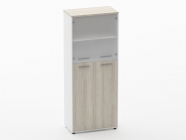 Шкаф 4 широкий верх стеклянные двери, низ закрытый Персона Грата Deka 10.19.191 Дуб Сантана светлый/Белый