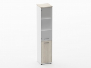 Шкаф 4 узкий верх стеклянная дверь, низ закрытый Персона Грата Deka 10.19.17Л Дуб Сантана светлый/Белый