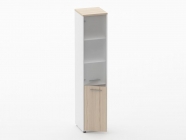 Шкаф 4 узкий верх стеклянная дверь, низ закрытый Персона Грата Deka 10.19.17Л Туя/Белый