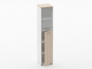 Шкаф 4 узкий верх стеклянная дверь, низ закрытый Персона Грата Deka 10.19.19Пр Туя/Белый