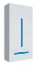 Шкаф двустворчатый с ящиками Стиль Палермо Юниор 07 Белый глянец Ясень шимо светлый Синий