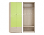 Шкаф 2-х дверный Омскмебель Пионер Шк40 Дуб сонома-лайм