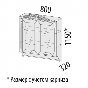 Шкаф-витрина кухонный с колоннами Витра Оливия 71.15