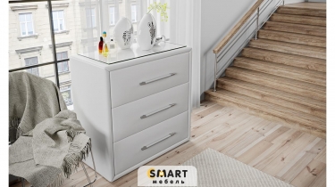 Комод со стеклом SMART мебель Элис Светлый