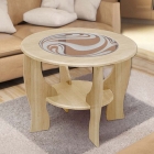 Стол журнальный Марибель со вставкой из стекла круглый Сандал Рамух