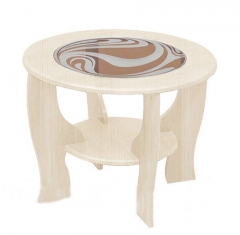 Стол журнальный Марибель со вставкой из стекла круглый Сандал Рамух