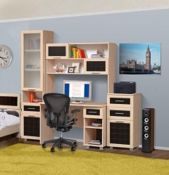 Шкаф-купе Марибель Уголок школьника двухдверный Дуб беленый Туя светлая