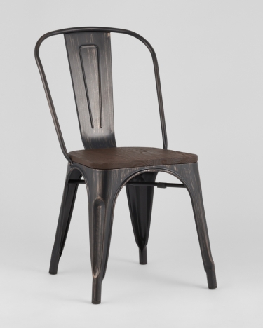 Стул Stool Group Tolix Wood 850 Черная патина с золотом