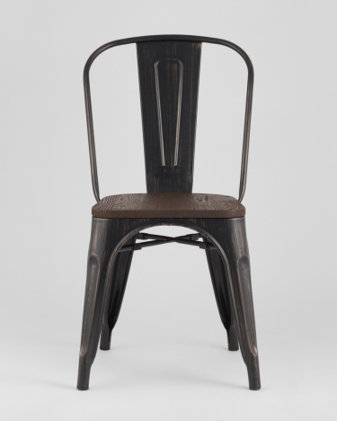 Стул Stool Group Tolix Wood 850 Черная патина с золотом