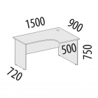 Стол эргономичный правый Витра Альфа 64.21 Дуб Кронберг