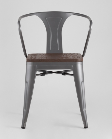 Стул Stool Group TOLIX ARM WOOD с подлокотниками Серебристый