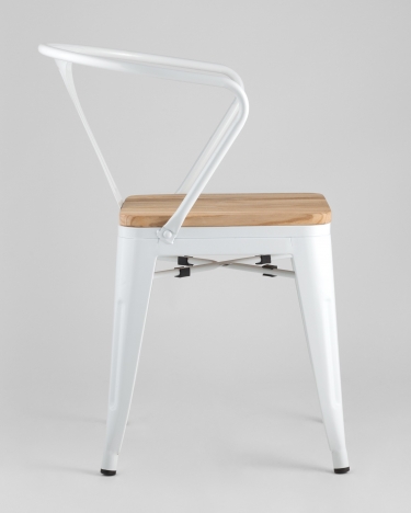 Стул с подлокотниками Stool Group TOLIX ARM WOOD Белый