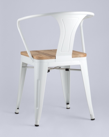 Стул с подлокотниками Stool Group TOLIX ARM WOOD Белый