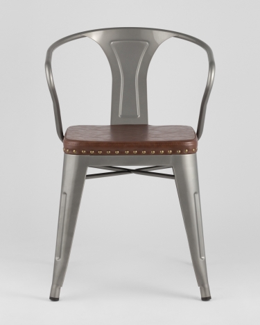 Стул Stool Group TOLIX ARMS SOFT с подлокотниками Серебристый