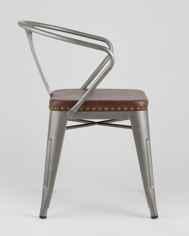 Стул Stool Group TOLIX ARMS SOFT с подлокотниками Серебристый