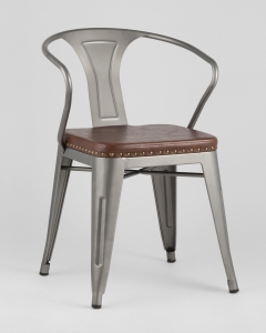 Стул Stool Group TOLIX ARMS SOFT с подлокотниками Серебристый