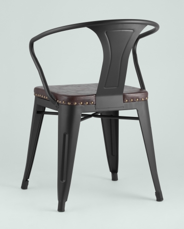 Стул Stool Group TOLIX ARMS SOFT с подлокотниками Черный матовый