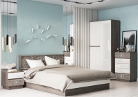 Эстетика Спальня Вид 1 Ясень Анкор Темный/Крем глянец