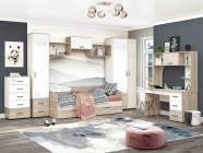 Набор подростковой мебели Витра Эверест 1 Дуб Кронберг/Белый шпон/Плаза Стоун