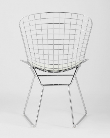 Стул обеденный Stool Group Bertoia с белой подушкой из экокожи