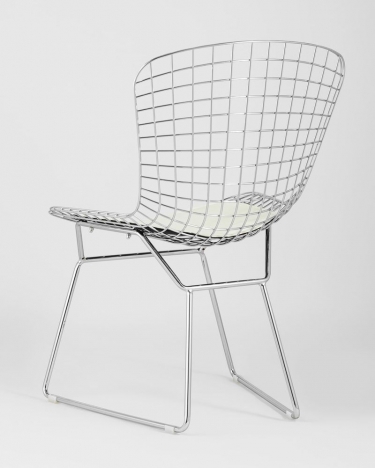 Стул обеденный Stool Group Bertoia с белой подушкой из экокожи
