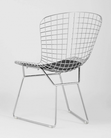 Стул обеденный Stool Group Bertoia хром с подушкой Черный