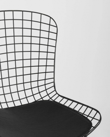 Стул обеденный Stool Group Bertoia Черный с черной подушкой из экокожи