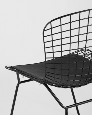 Стул обеденный Stool Group Bertoia Черный с черной подушкой из экокожи