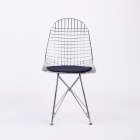 Стул обеденный Stool Group Eiffel из хромированного металла с черной подушкой из экокожи