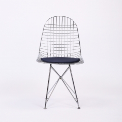 Стул обеденный Stool Group Eiffel из хромированного металла с черной подушкой из экокожи