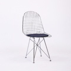 Стул обеденный Stool Group Eiffel из хромированного металла с черной подушкой из экокожи