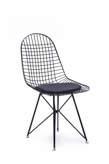 Стул обеденный Stool Group Eiffel из металла цвет черный с подушкой из черной экокожи