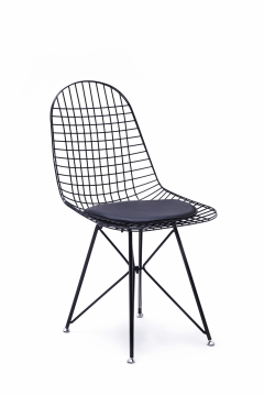 Стул обеденный Stool Group Eiffel из металла цвет черный с подушкой из черной экокожи