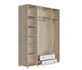 Шкаф четырехстворчатый Стиль Мадлен 06 Дуб сонома светлый Ясень белый Серебро