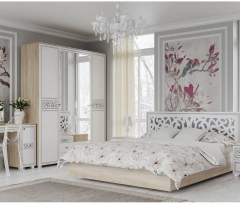 Набор мебели для спальни Стиль Мадлен 2 Дуб сонома светлый Ясень белый Серебро