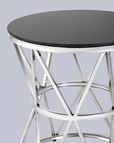 Журнальный стол Stool Group ВИВА 50x50 Серебро стекло черное