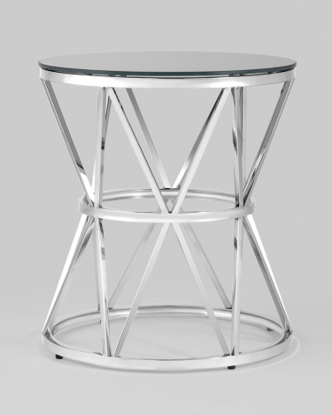 Журнальный стол Stool Group ВИВА 50x50 Серебро стекло черное