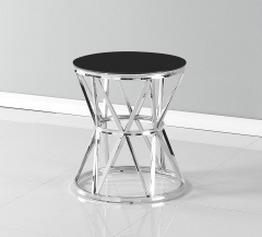 Журнальный стол Stool Group ВИВА 50x50 Серебро стекло черное