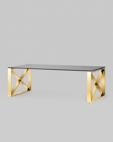 Журнальный стол Stool Group КРОСС 120x60 Золото стекло smoke