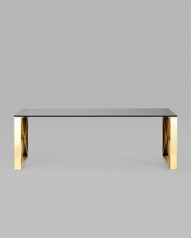 Журнальный стол Stool Group КРОСС 120x60 Золото стекло smoke