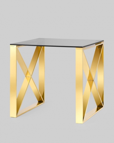 Журнальный стол Stool Group КРОСС 55x55 Золото стекло smoke