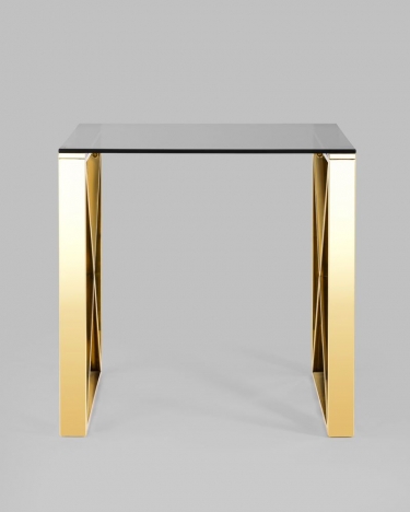 Журнальный стол Stool Group КРОСС 55x55 Золото стекло smoke