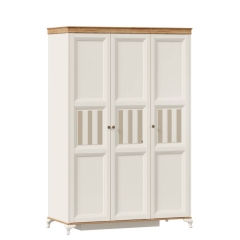 Шкаф Любимый дом трехстворчатый Вилладжио Алебастр/Дуб золотой