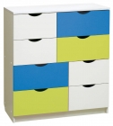 Комод Матрица с 8-ю ящиками Радуга Белый/Оранжевый/Лайм